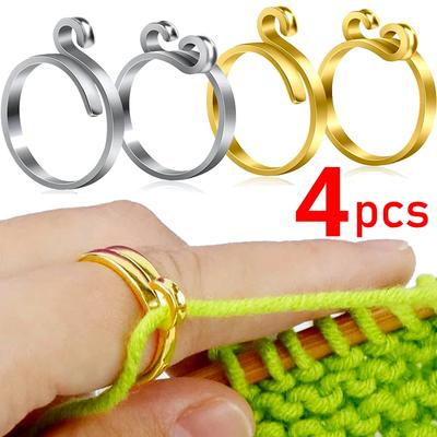 Argolas de crochê para tricô, argolas para fios, faça você mesmo, guia para fios, suporte para dedo, anel, dedal, ajustável, crochê, ferramentas de costura, suprimentos