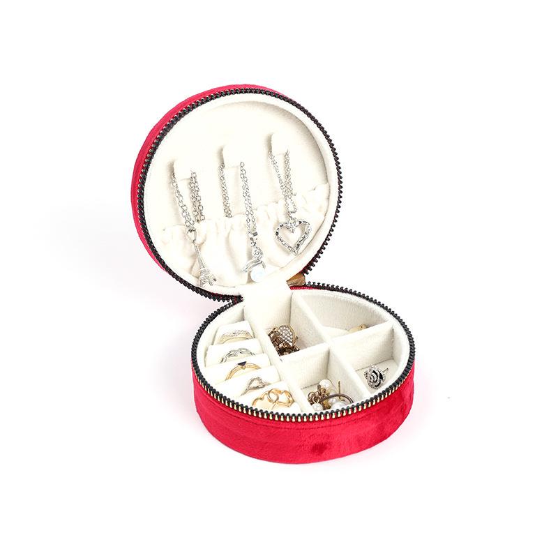 Vintage Samt Oval Schmuckaufbewahrungsbox mit Reißverschluss - Mini Tragbare High-End Verpackung
