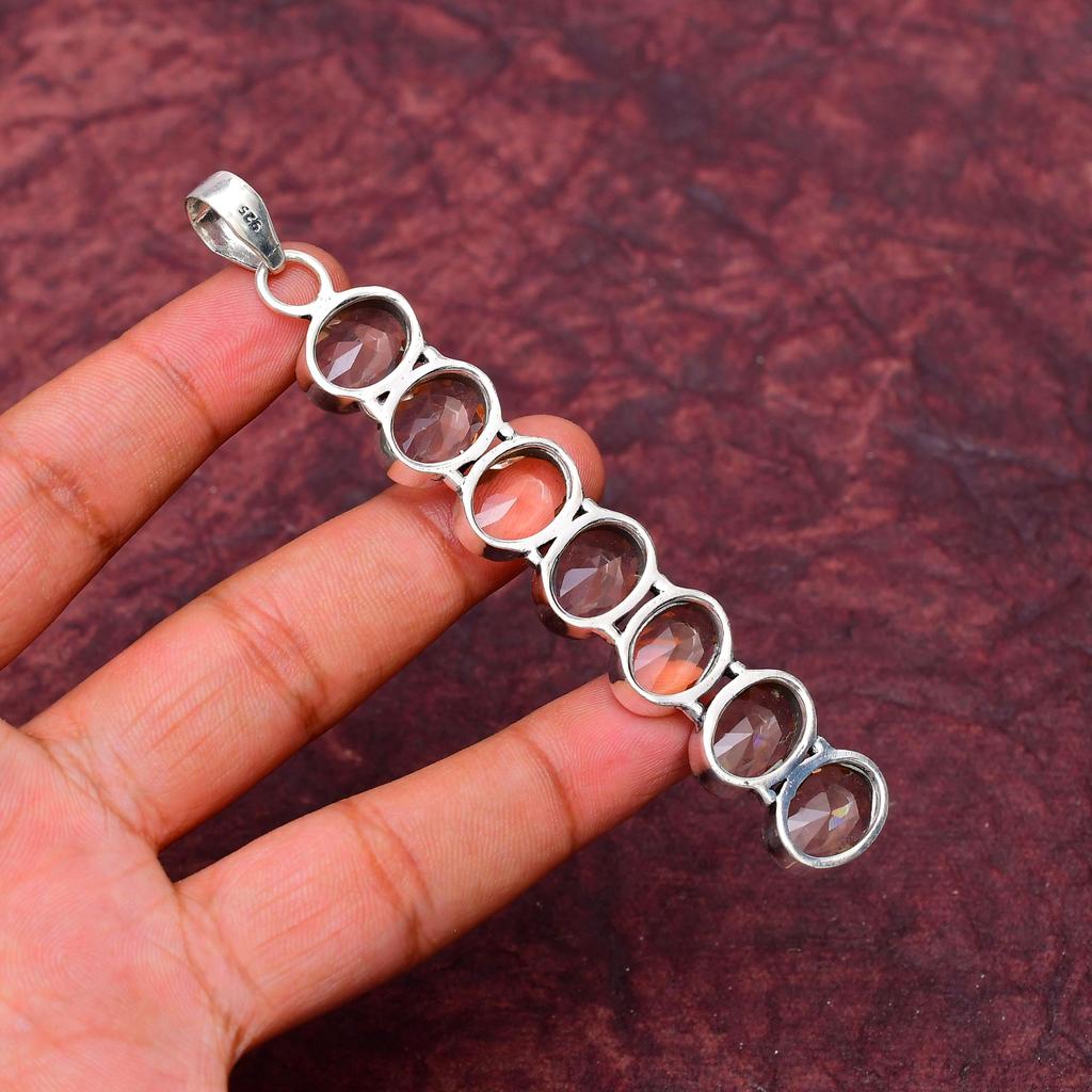 Awesome Morganite Gemstone Pendant: 925 Sterling Silver Handmade Pendant Necklace Jewelry