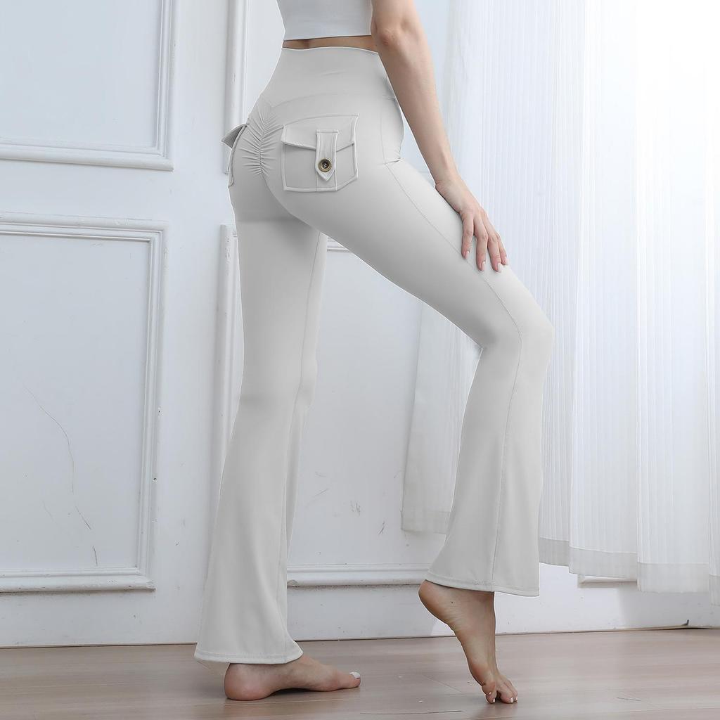 High-Waisted Seamless Bell-Bottom Yoga Pants - Butt-Lifting Peach Style for Sports, Yoga, and Fitness