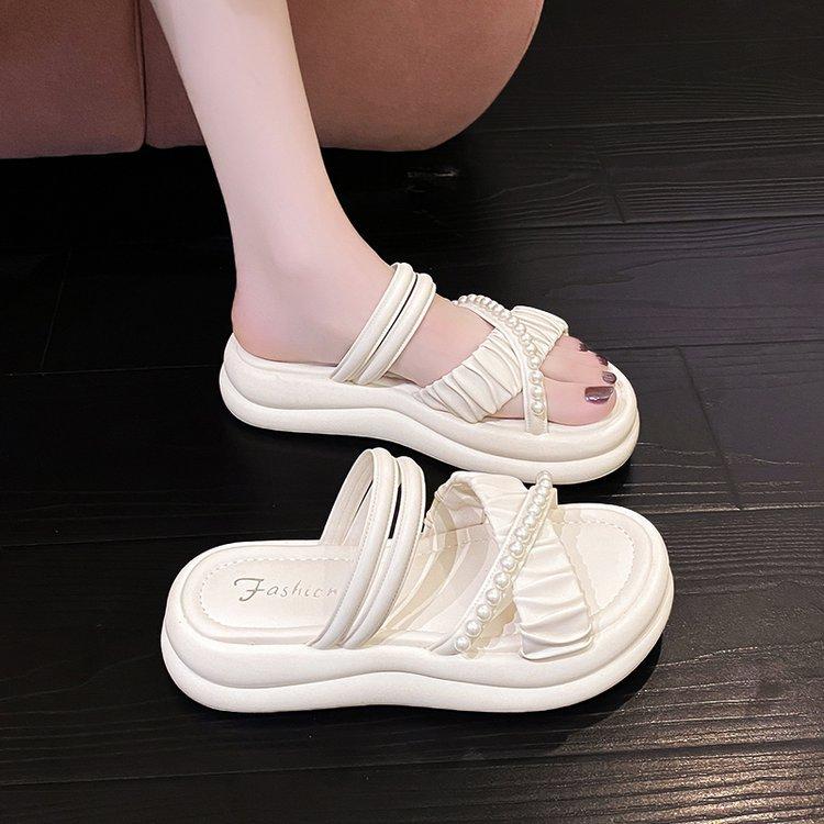 [Youshilai] Stepping On Shit Sandals Women's Summer Wear Fairy Style with Skirt 2025 New Soft-soled Slippers