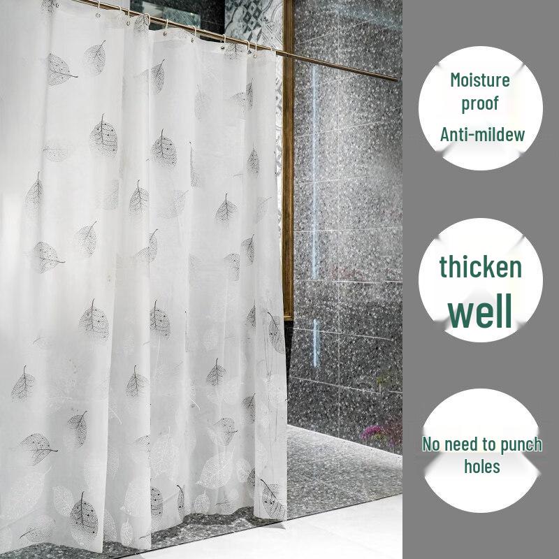 LIEI Leaves Pattern PEVA Shower Curtain