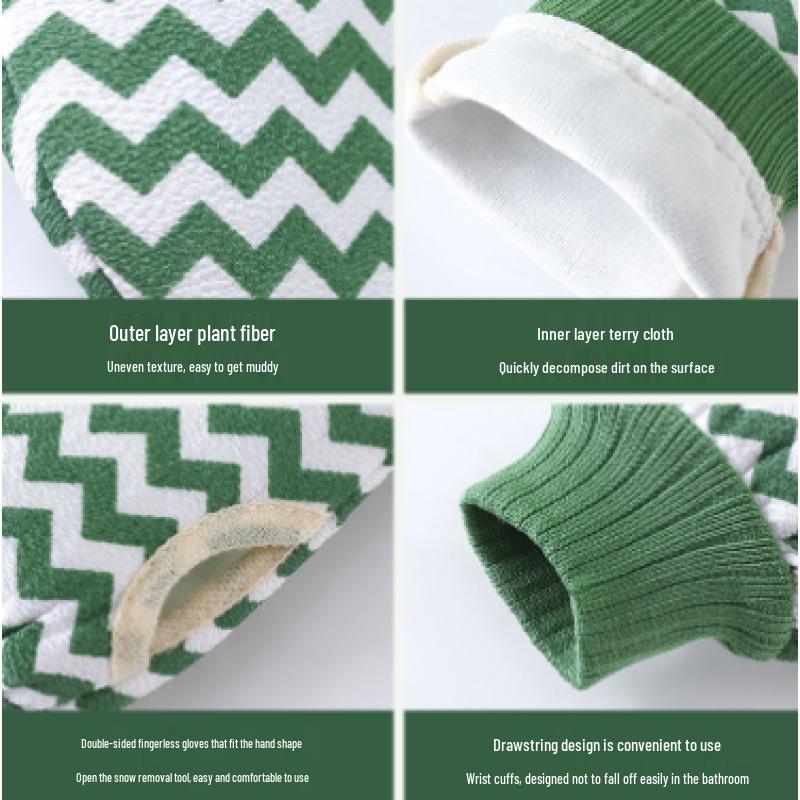 Double-Sided Exfoliating Bath Mitt with Water Wave Pattern and Thumb Hole for Back Scrubbing