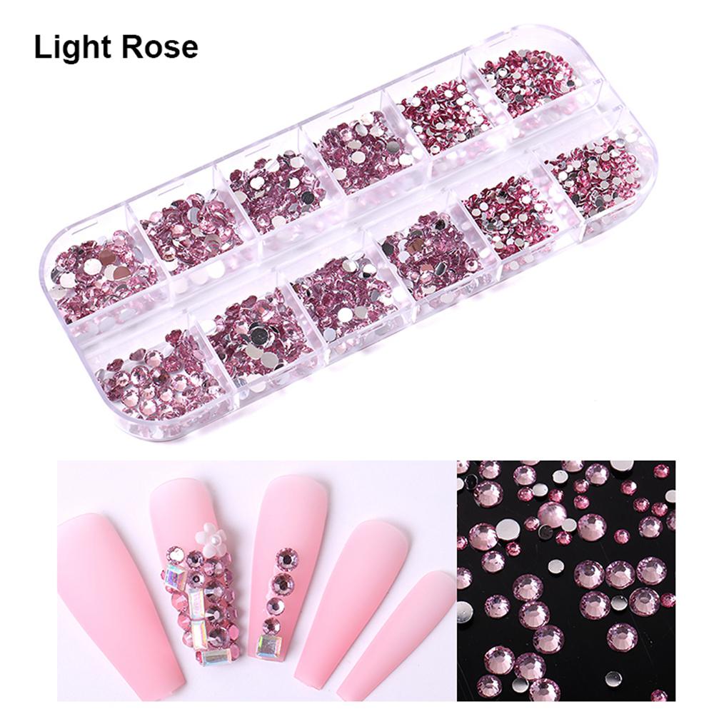 1500Pcs/box Nail Art Rhinestones 12 Grids Flatback Round Crystal Diamond Nail Gems Nail Art Decorations Manicure Accessories