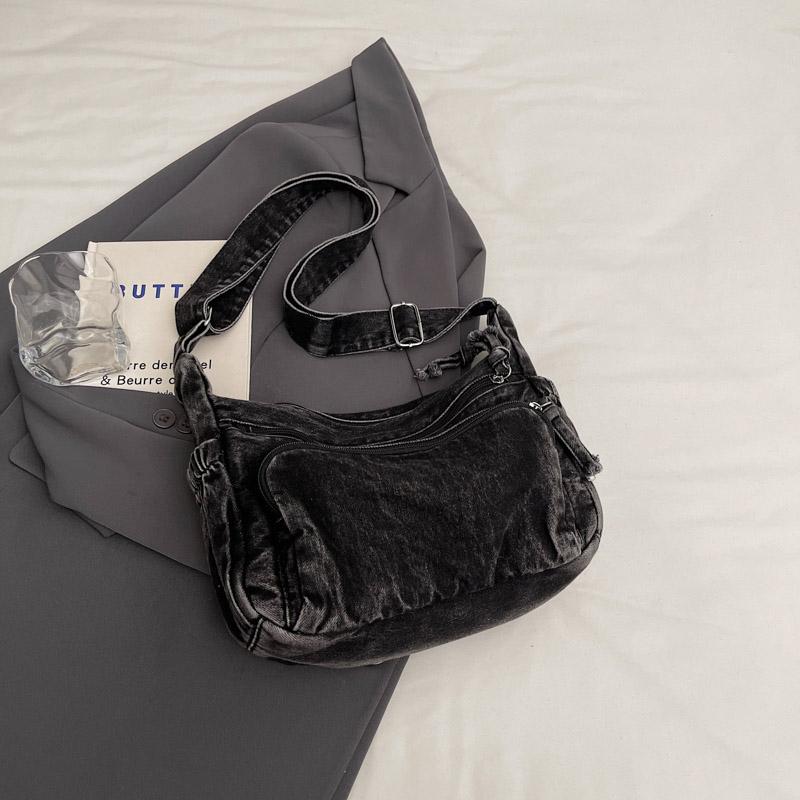 Denim Bag Multi-Layer Crossbody Bag Women Commuter Shoulder Bag Messenger Bag