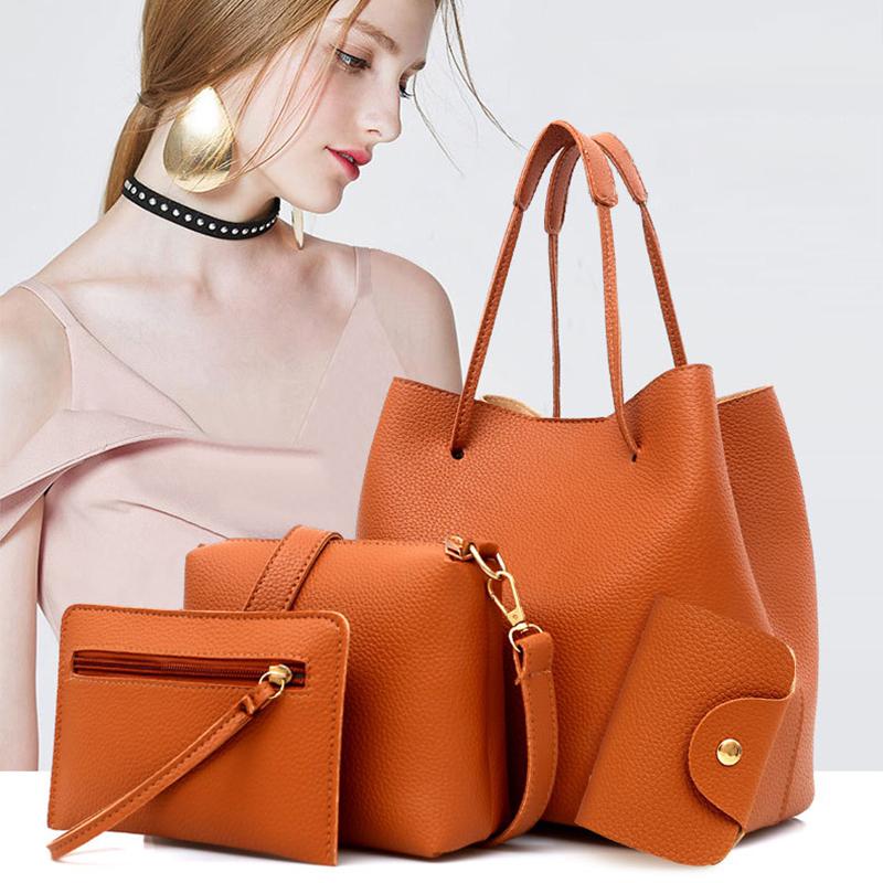 4Pcs/Set Crossbody Bags Women Bag Set Leather Shoulder Bags Purse Ladies Pu Crossbody Bag