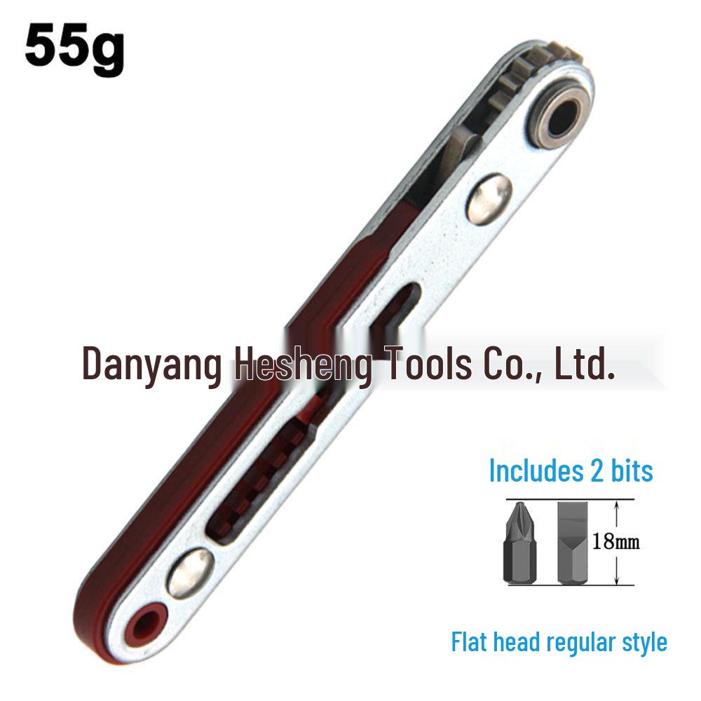 Compact Two-Way Right Angle Ratchet Screwdriver Set with Phillips & Slotted Bits