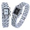 Fashion Rectangle Dial Rhinestone Alloy Band Lady Women Gift Analog Wrist Watch