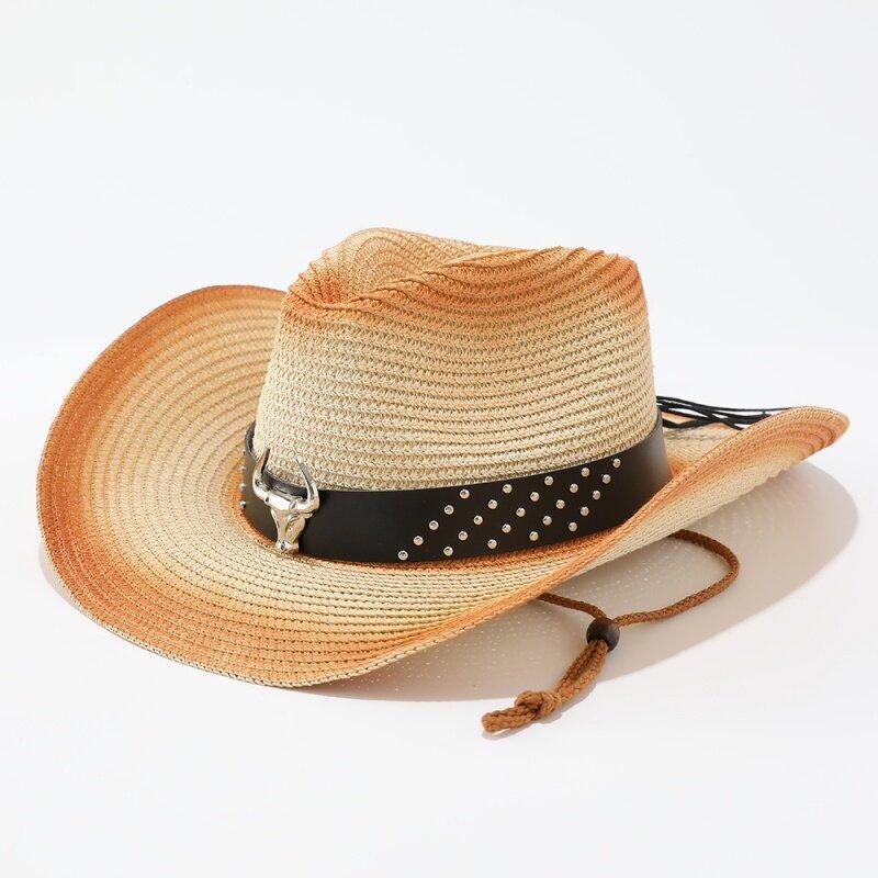 Popular European and American Western Cowboy Straw Hat Men's and Women's Fashion Shade Straw Hat Outdoor Western Cowboy Hat