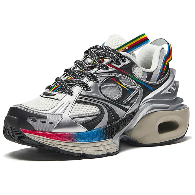 Anta Retro Running Shoes Silver Black Multicolor Women 122438877R-1