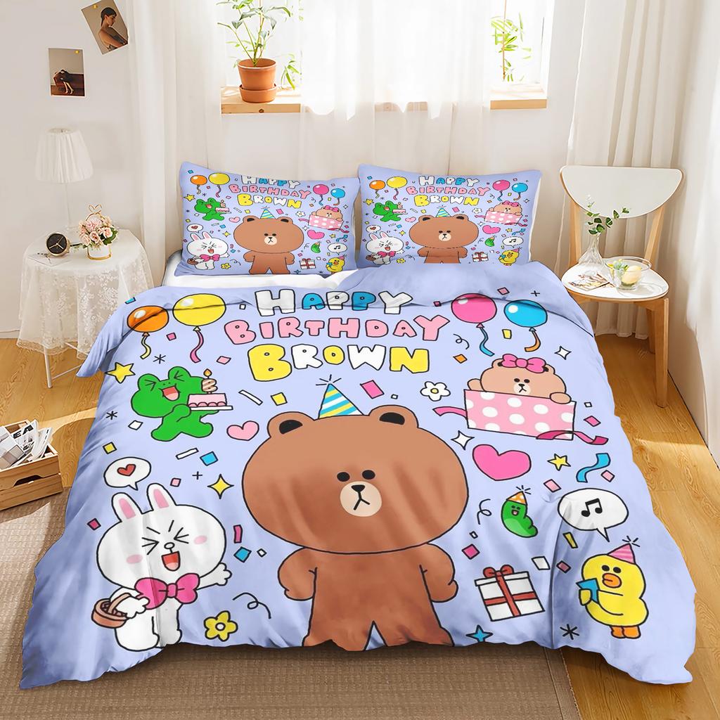 LINEFRIENDS Anime Σπίτι Υπνοδωμάτιο Άνεση Σκανδιναβικό πολυεστερικό υλικό κατάλληλο για παιδιά και ενήλικες Σετ 3 τεμαχίων