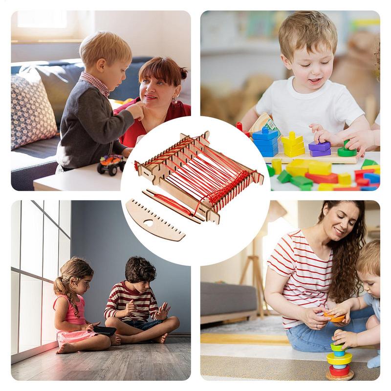 Kids Weaving Machine Kit Knitting Yarn Weaving Machine Kit Wooden Educational Interactive Creative Learning Toy For Crochet Kids
