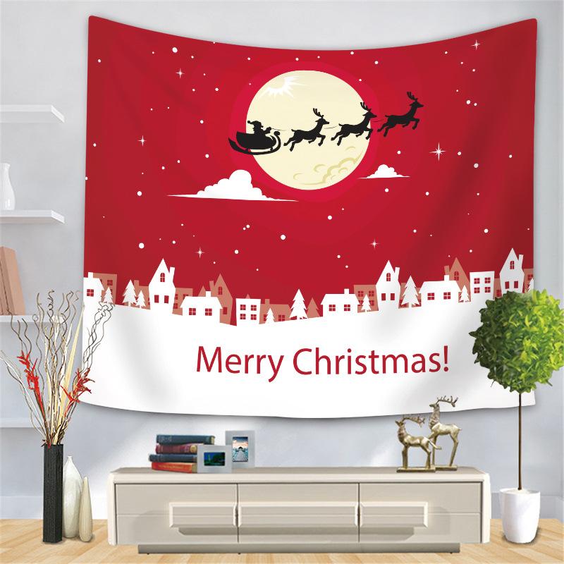 Weihnachtsserie Wandteppich Digital bedrucktes Hängetuch Schneemann Elch Wandteppich