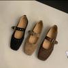 New Women's Suede Flats Loafers Women Marie Jane Shoes Square Toe Ballet Dance Shoes Fashion Luxury Dress Shoes 2025