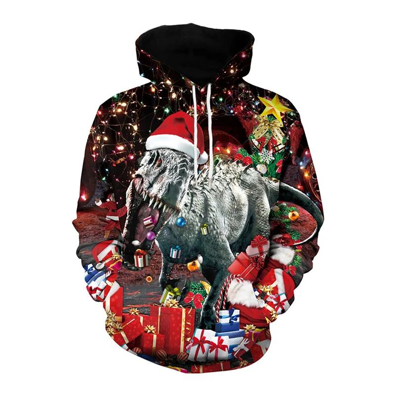 Christmas Tree Xmas Santa Snowman Hoodie Men Autumn Winter 3D Print Long Sleeve Pullover Streetwear Clothing Tops High-quality