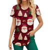 Damen-Bluse mit Weihnachtsdruck, kurzärmelig, V-Ausschnitt, Arbeitstasche