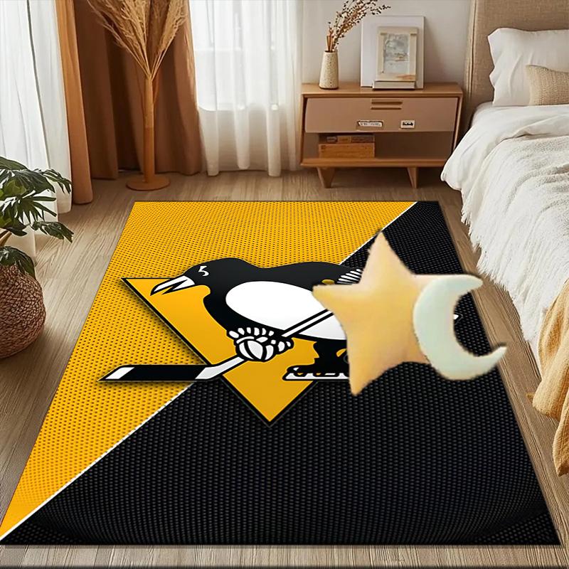 Pittsburgh Penguins Hockey Team Floor Mat for Living Room, Game Rooms, Office, Bedroom, Office Floor Mat Playful Design, Christmas Fan Gifts