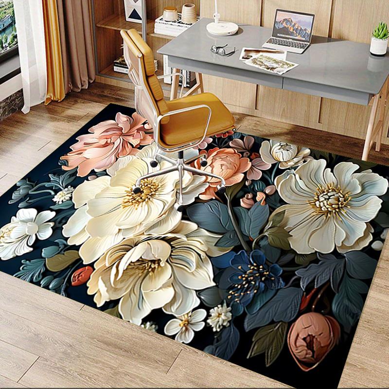1PC Floral Pattern Carpet Ultra Soft, Thick & Absorbent, Non Slip Machine Washable Mat for Entryway
