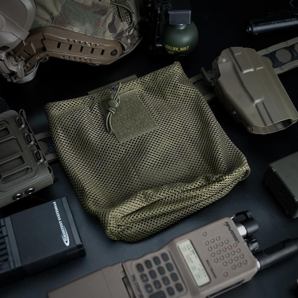 Tactical Molle Dump Pouch Folding Waist Bag Outdoor Roll-Up Drawstring Utility Foldable Mesh Bag