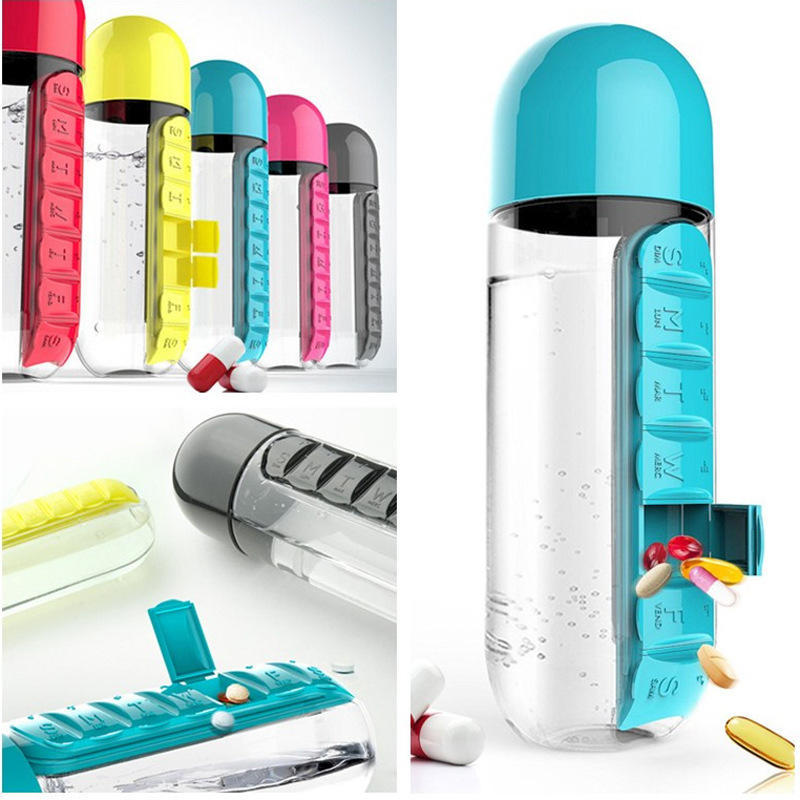 Portable Water Bottle Plastic BPA Free Daily Pill Box Drinking Leak-Proof Bottle Portable Water Bottle Plastic BPA Free Daily Pill Box Drinking Leak-Proof Bottle