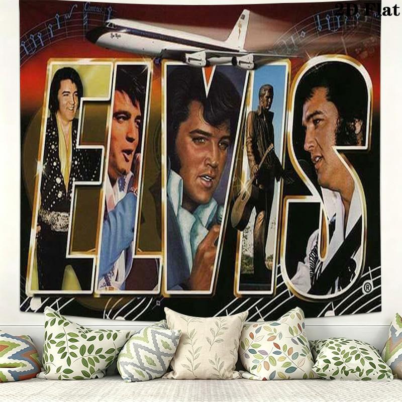Elvis Poster Wall Tapestry Aesthetic Wall Hanging Printed Fabric Blanket Decorative Tapestries for Bedroom Living Room Home Decor