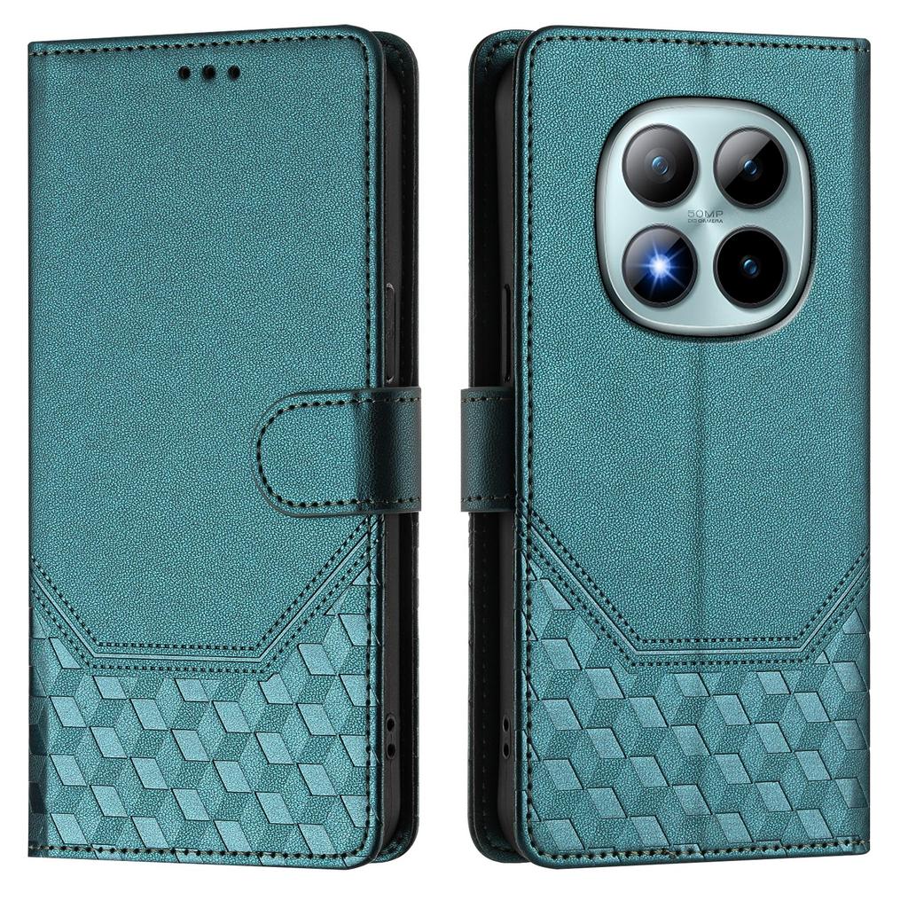 For Xiaomi Redmi Note 15 Pro+ 5G Case Imprinted Honeycomb RFID Blocking Leather Phone Cover with Strap