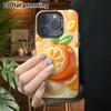 Phone Case: 2D Flat Design, Suitable for iPhone 18 17 16 15 14 13 Pro Protective Case, Cartoon Orange, Perfect Christmas and Halloween Holiday Gift