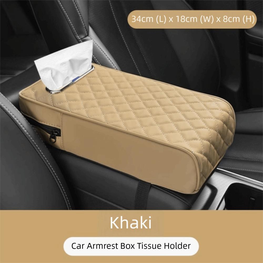 Universal Armrest Box Mat Solid Color Car Decor Car Armrest Box Cover PU Leather Armrest Box Protection Cover