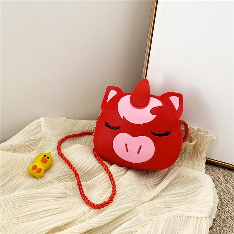 Kids Girls Small Pu Leather Crossbody Bag With Zipper For Daily Use