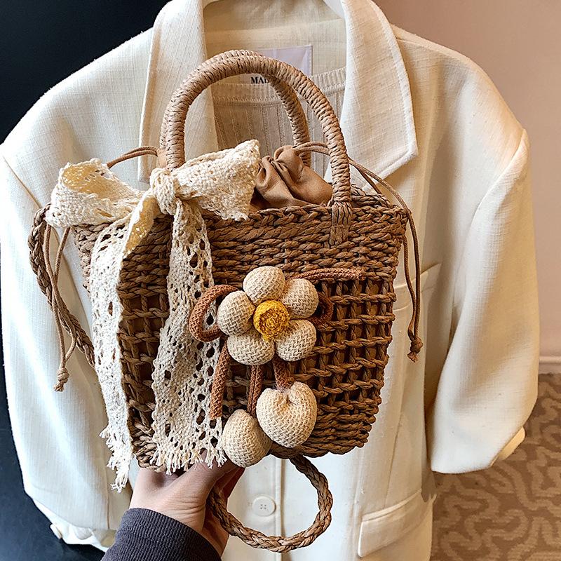 

Плетеные сумки ручной работы, Пляжные и повседневные сумки, Женская текстура, Нишевая маленькая корзина для овощей, Сумки через плечо, Женские