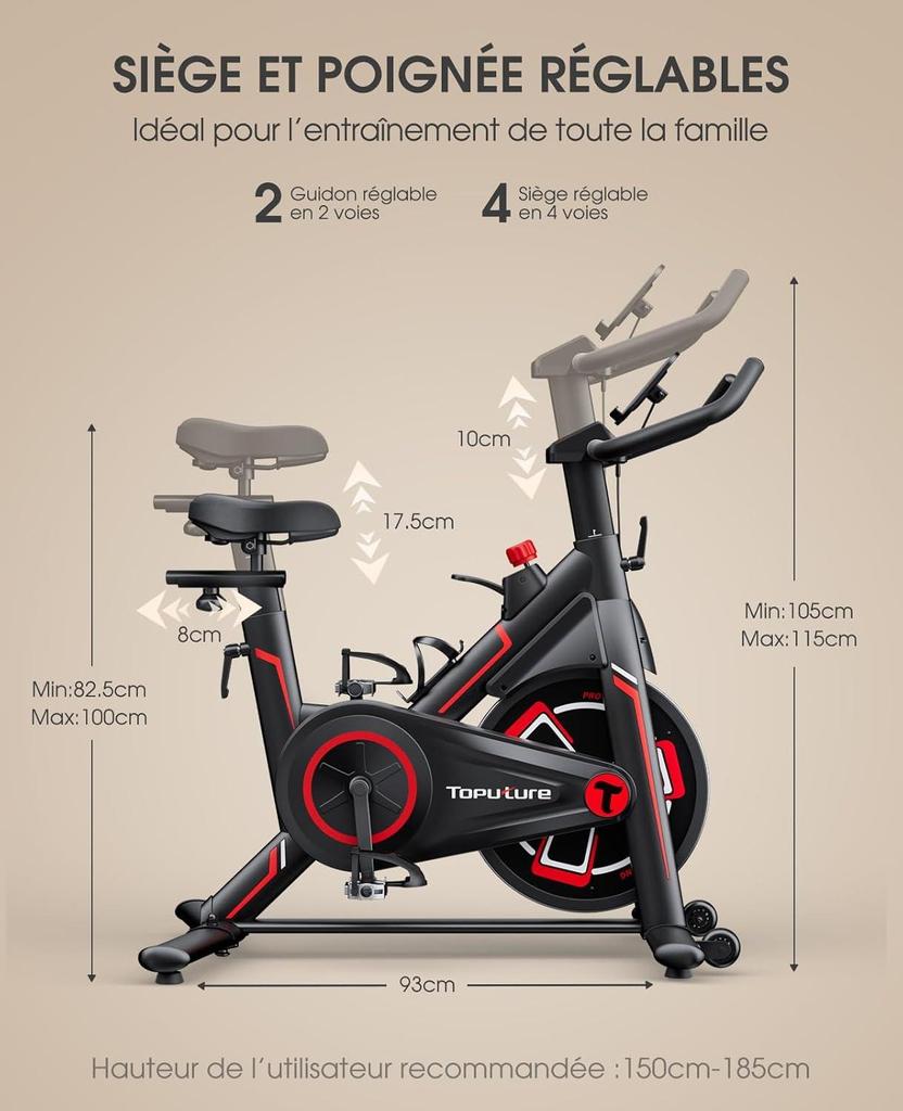 New Toputure TEB1 Fitness Bike Connectivity Application, Silent, LCD Ergometer, Bicycle Exercise Aerobic Machine, Customize Your Home Exercise.