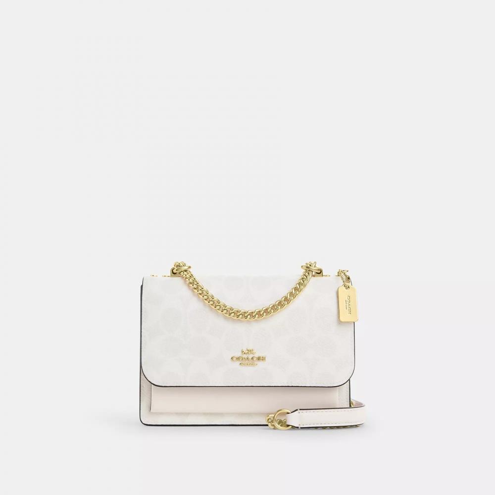 Coach MIni Klare Crossbody Bag In Signature Canvas Gold White Chalk