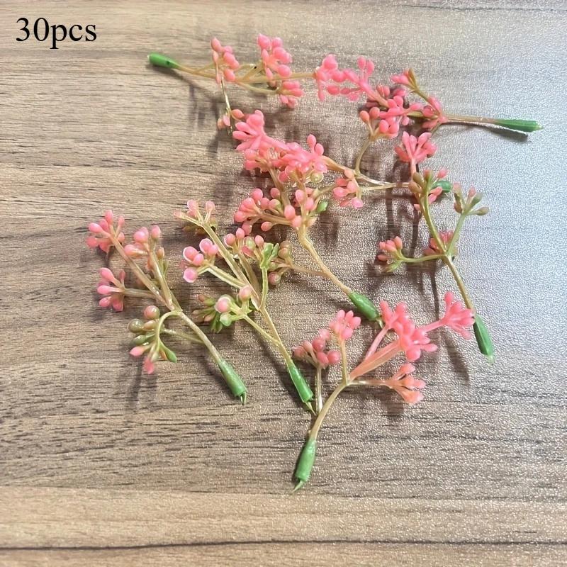 30pcs Synthetic Plants Imitation Plastic Blooms Ornamental Flower Arrangements Grass Bunch Embellishments Festival Wedding Decor