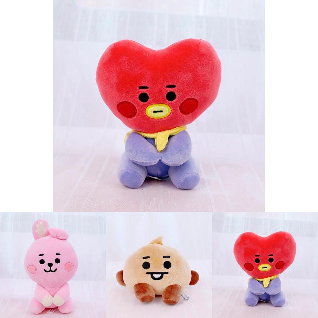 Adorable Kpop Bts Bt21 Seated Doll Plush Toy Collection Featuring Tata Cooky Chimmy Koya Shooky Mang