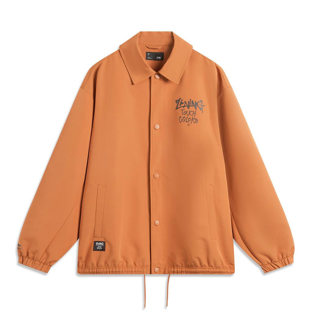 Li Ning Comfortable Casual Simple Loose Letter Print Polo Jacket Unisex Jacket Amber-Brown AJDV085-10