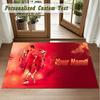 Crystal Velvet Square Rug Custom NameCristiano Ronaldo Pattern Non Slip Home Floor Decor Rug