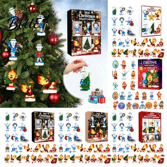 Home Holiday Ornaments Christmas Advent Calendar 2026 24-Day Surprise Countdown with 24 Gift Boxes Acrylic Pendants Anime Themed Collectible