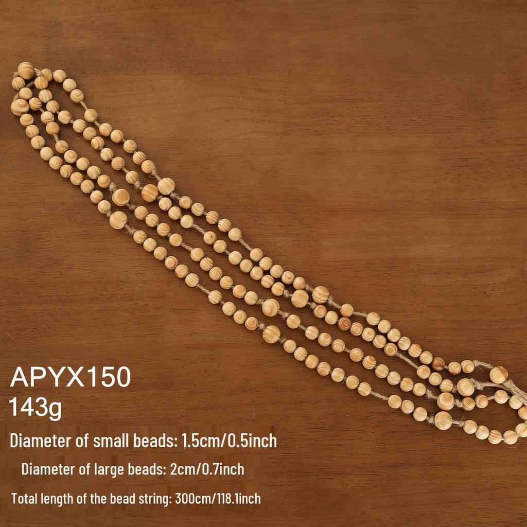 Long Wooden Beaded Garland for Fireplace & Christmas Tree Decor