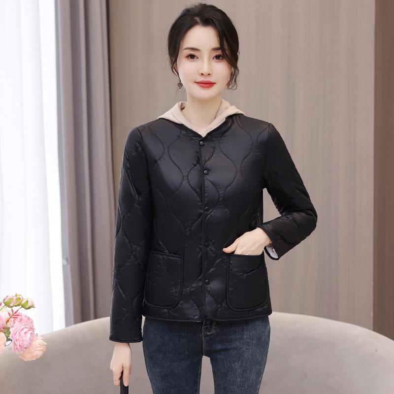 Women's Slim Fit Velvet Lined Cotton Jacket - Warm, Lightweight Inner Layer for Autumn and Winter