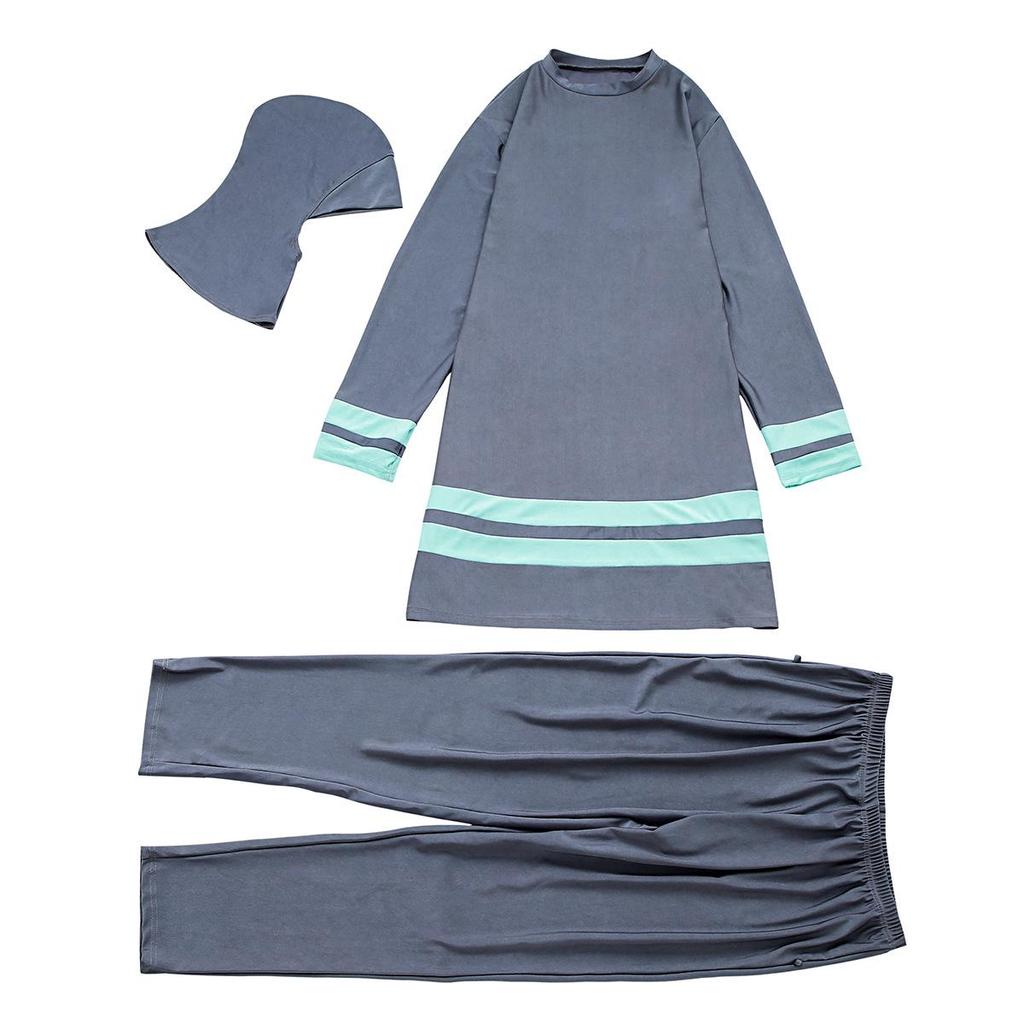 Plus Size Women's Color Block Conservative Swimsuit with Sun Protection