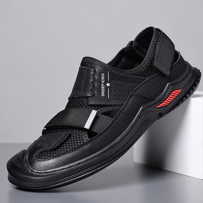 Rindsleder Sandalen Herren 2025 neu lässig atmungsaktiv Lochschuhe Herren Tide rutschfest Zehentasche Outdoor Strandschuhe