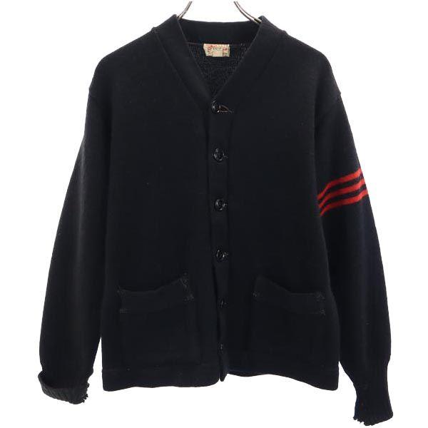 SANDKNIT 40s 50s Lettered Long Sleeve Knit Cardigan 42 Black Series Men's Used