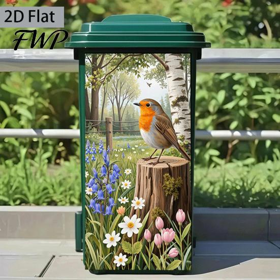 Trash Can Labels Stickers Self-Adhesive Waterproof Outdoor Garbage Bin Decoration Decals Simulation Animal Plant Themes Weather-Resistant