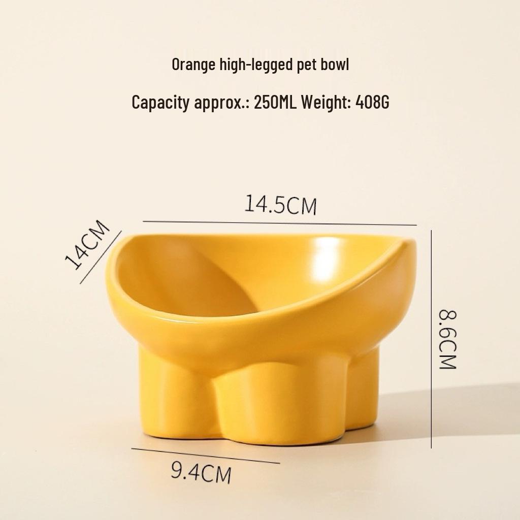 Ceramic Anti-Tip Elevated Slanted Cat Bowl for Cervical Spine Protection - Suitable for Food or Water