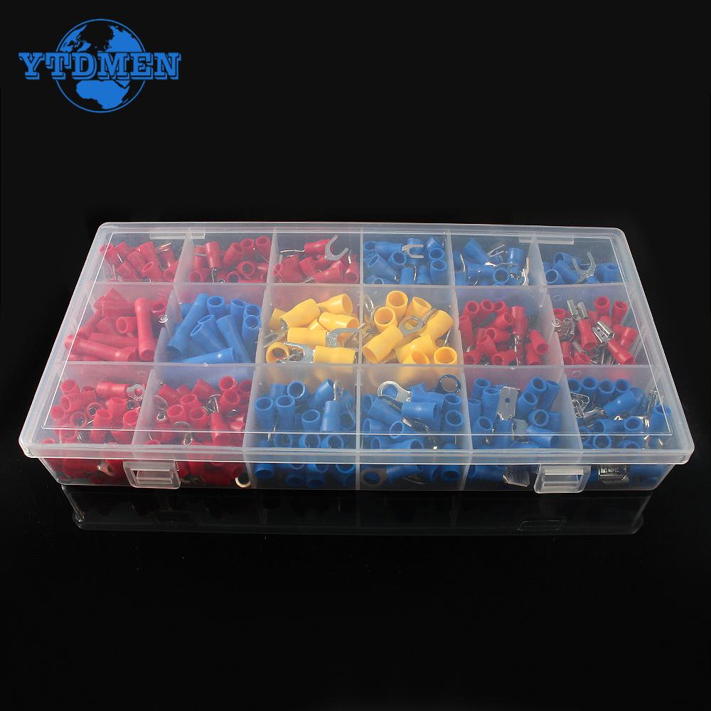 

520PCS Insulated Cable Connector Electrical Wire Crimp Ring Butt Fork, Male Female Electrical Wire Terminals Assorted Kit білий