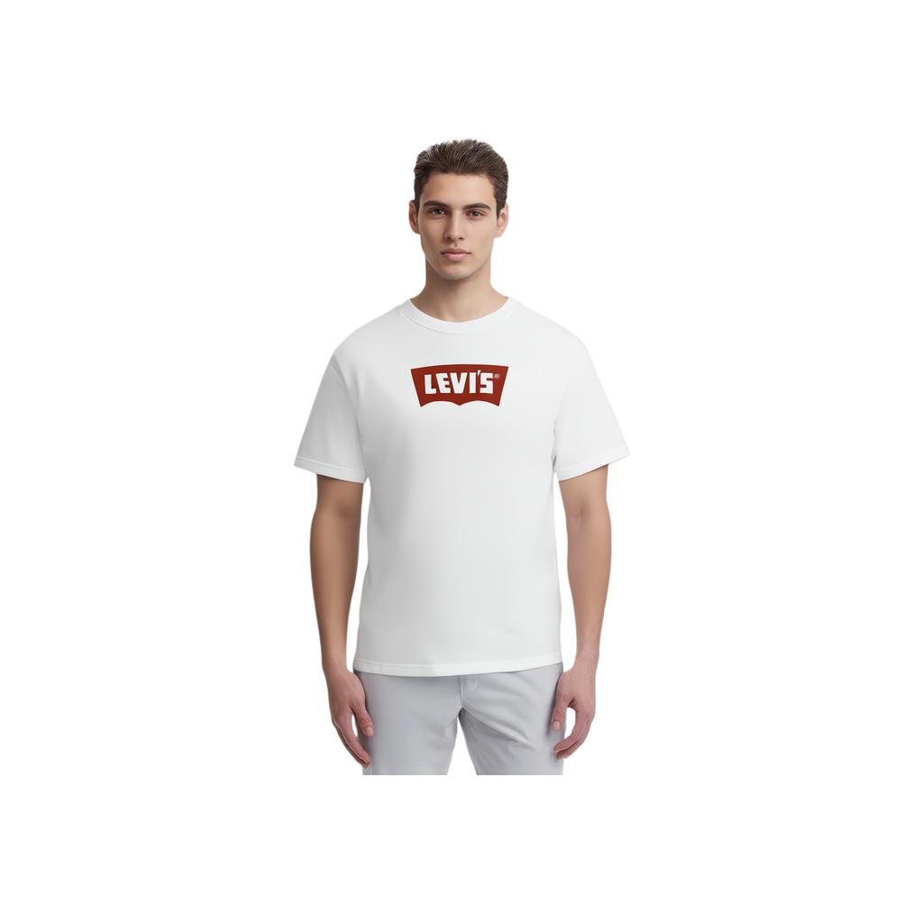 Levis Casual Comfortable Logo Print Ribbed Round Neck Short Sleeve T-Shirt Men T-Shirts White 001AM-0011