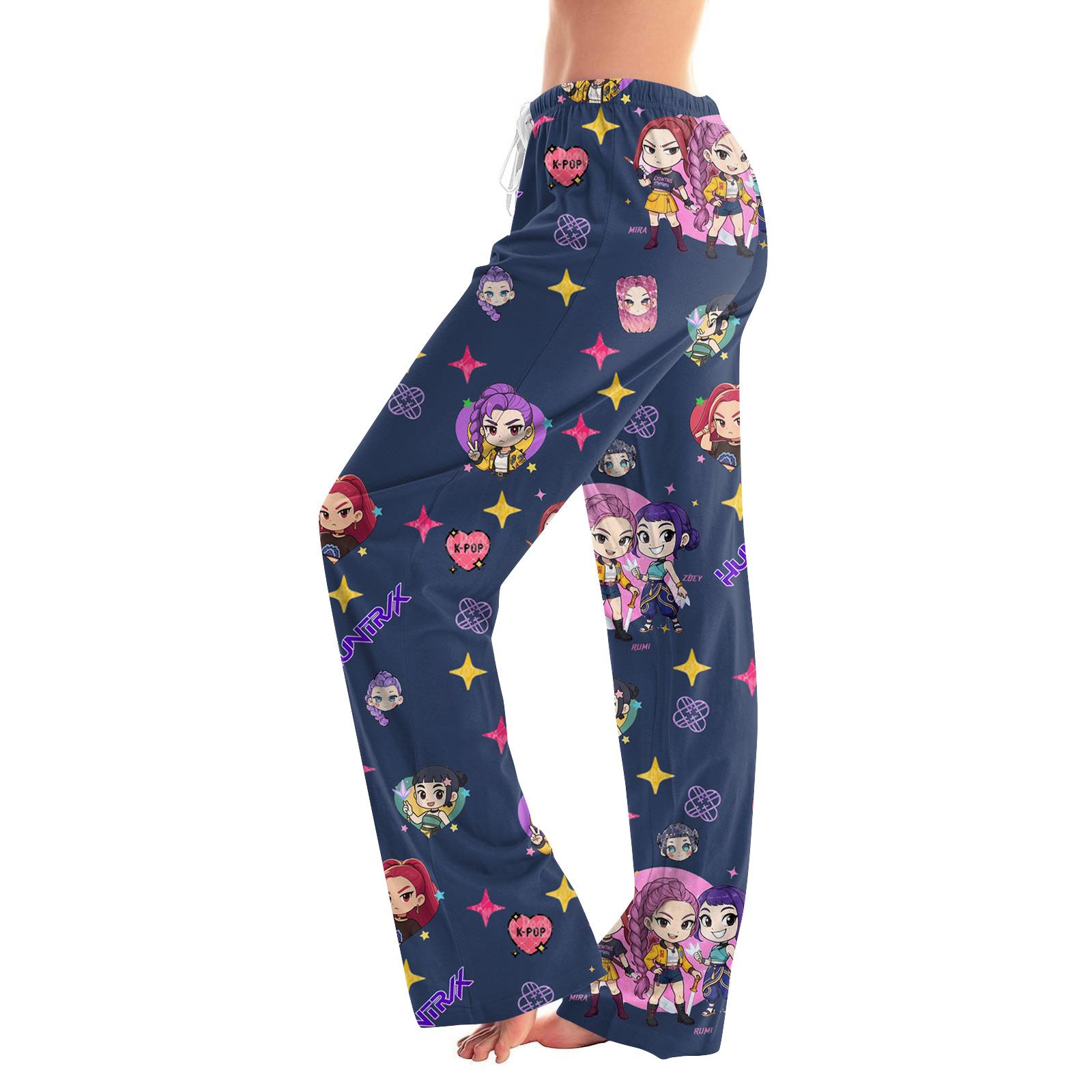 

Женские пижамные штаны, одежда для сна, повседневные брюки с эластичной резинкой на талии, удобные прямые свободные брюки для йоги XXL тёмно-синий