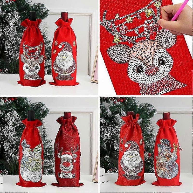 Weihnachtsdekoration Handgefertigte Weinflaschen-Geschenktüten mit Kordelzug