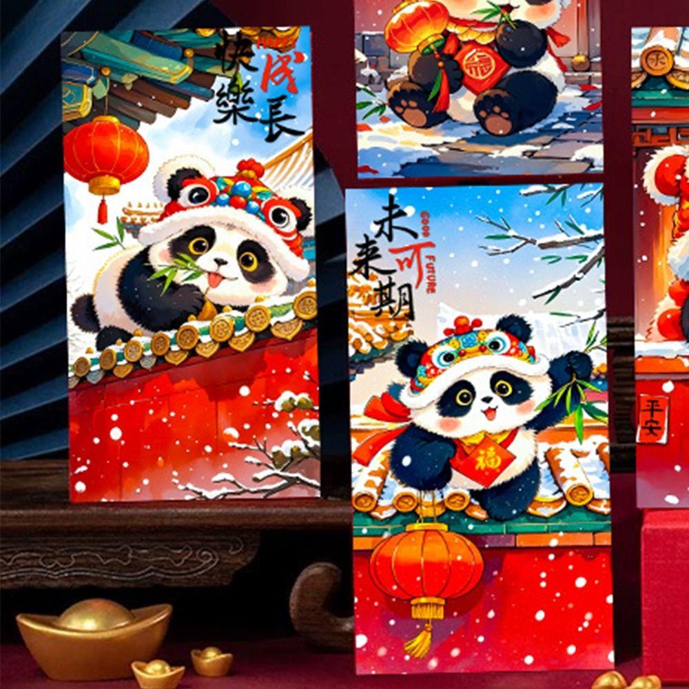 6pcs Chinese Style New Year Panda Red Envelopes Traditional Lucky Money Packets  Bonus
