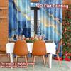 Set aus 2 flachen Druckvorhängen ohne Stange Blaue Marmoradern Feiertag Halloween Weihnachten Bedruckt Vielseitig Langlebig Vorhang Polyester